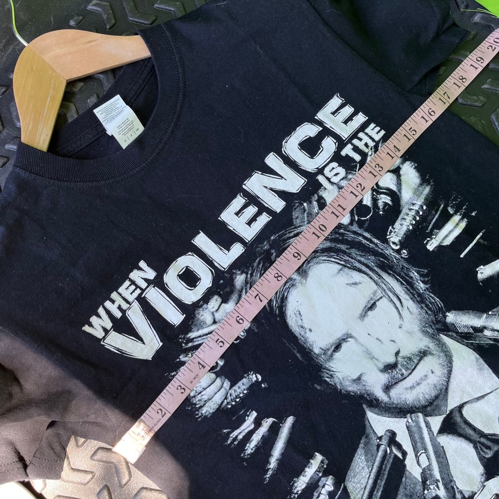 John Wick Movie Tee Black Small Violence Is The Answer Keanu Reeves Shirt - Picture 4 of 5